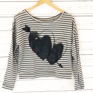 STRANDED long sleeve striped heart shirt